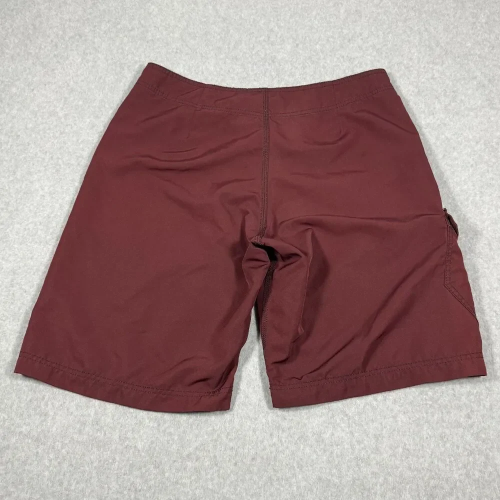 Vintage Y2K Era Billabong Maroon Polyester Cargo Board Shorts Size 36